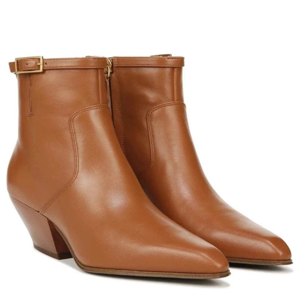 Женские ботильоны Amber Boots из коричневой кожи с острым носком LION775 image 2