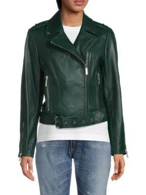 商品Michael Kors|Leather Moto Jacket,价格¥875,第1张图片