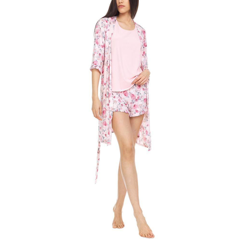 商品Flora Nikrooz|Thora Knit Wrap Robe, Cami & Shorts Travel Pajama Set,价格¥206,第1张图片