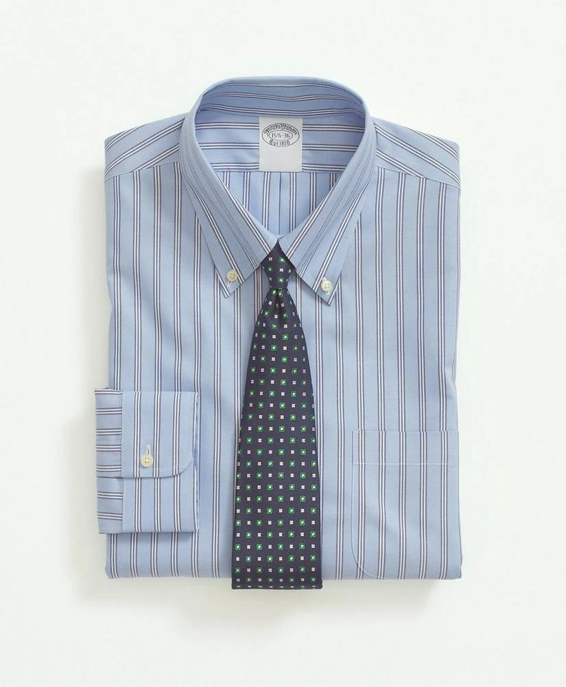 商品Brooks Brothers|Stretch Supima® Cotton Non-Iron Pinpoint Oxford Button-Down Collar, BB#1 Rep Stripe Dress Shirt,价格¥469,第1张图片
