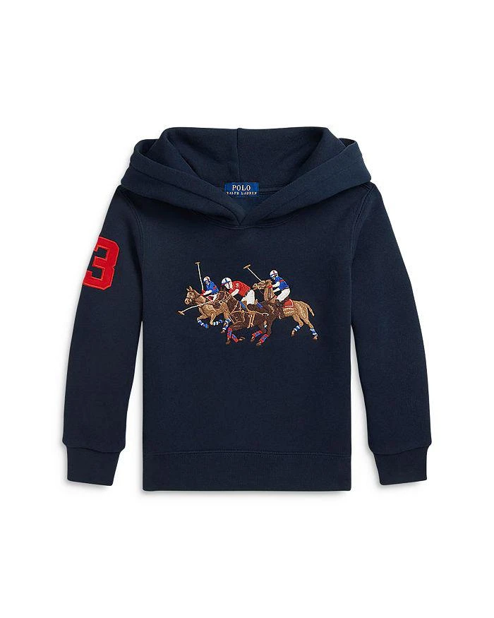 商品Ralph Lauren|Boys' Triple Pony Fleece Hoodie - Little Kid,价格¥357,第1张图片