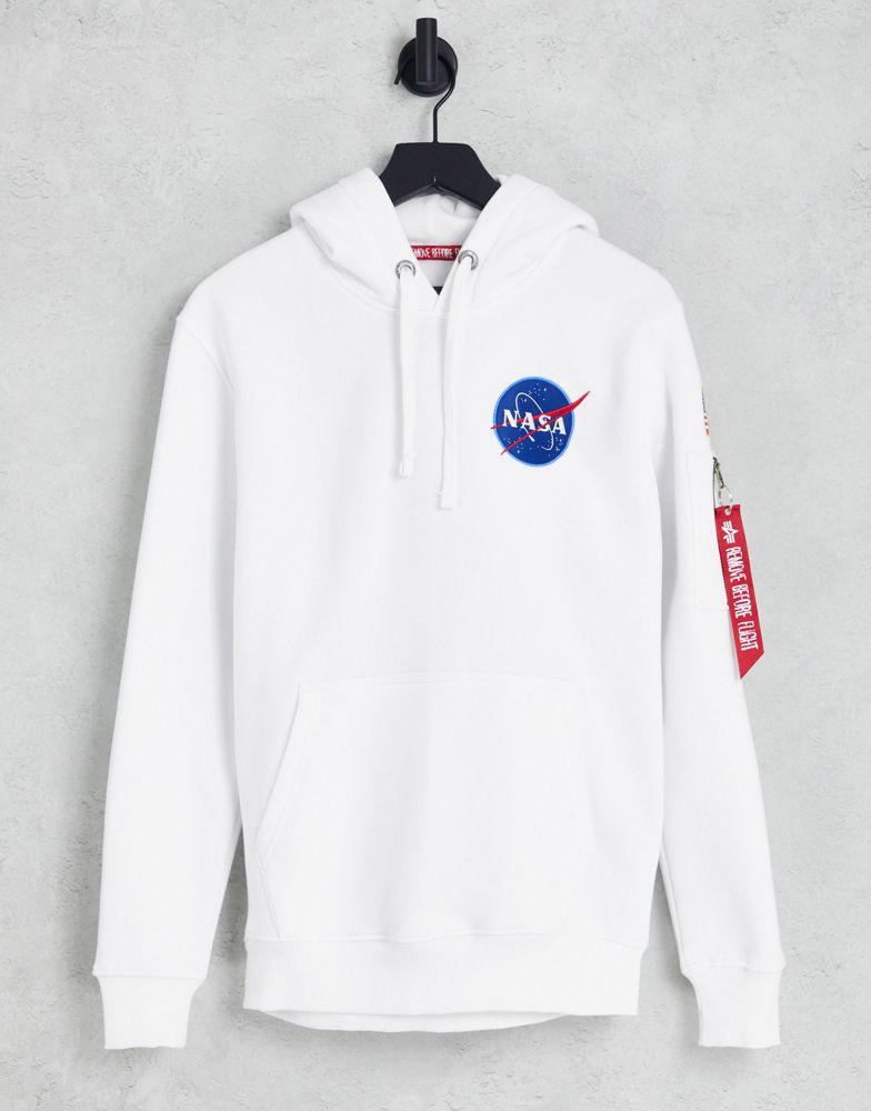 Alpha Industries NASA space shuttle back print hoodie in white商品第1张图片规格展示