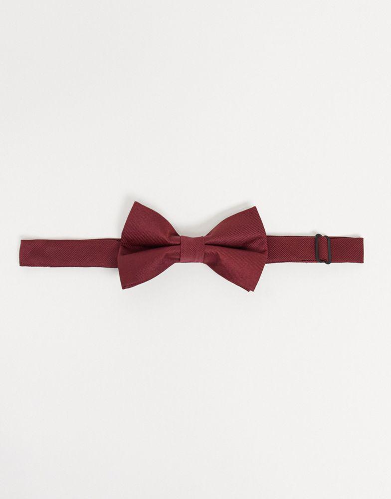 ASOS DESIGN satin bow tie in burgundy商品第2张图片规格展示