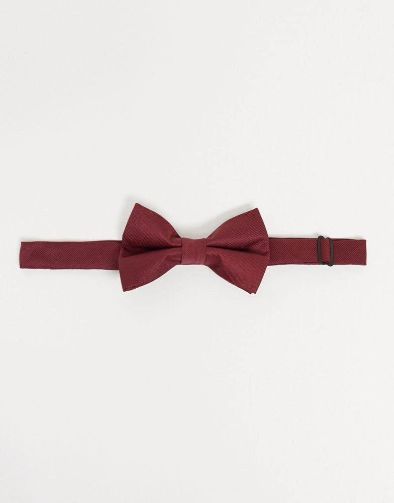 商品ASOS|ASOS DESIGN satin bow tie in burgundy,价格¥38,第2张图片详细描述