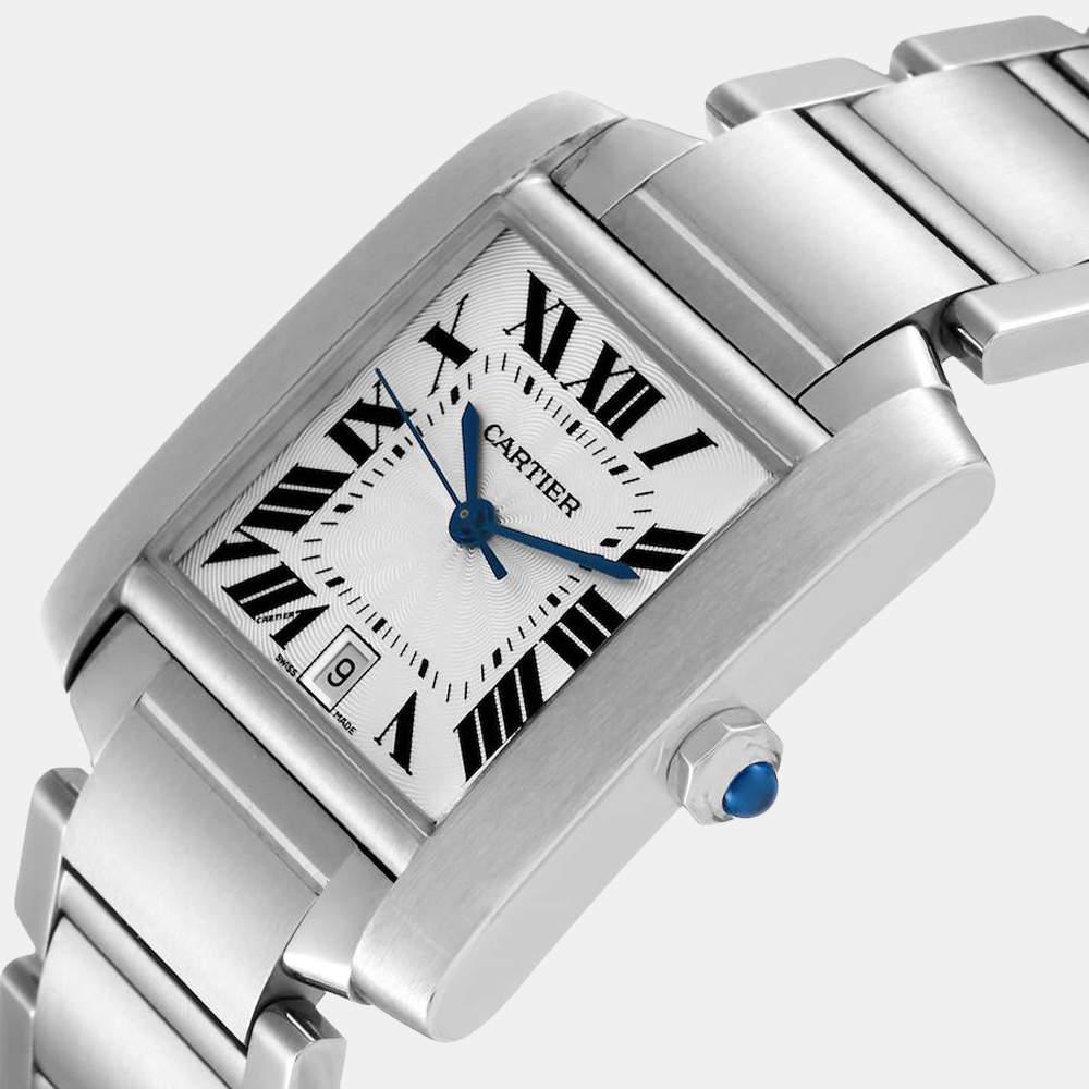 Cartier Silver Stainless Steel Tank Francaise W51002Q3 Automatic Men's Wristwatch 28 mm商品第2张图片规格展示