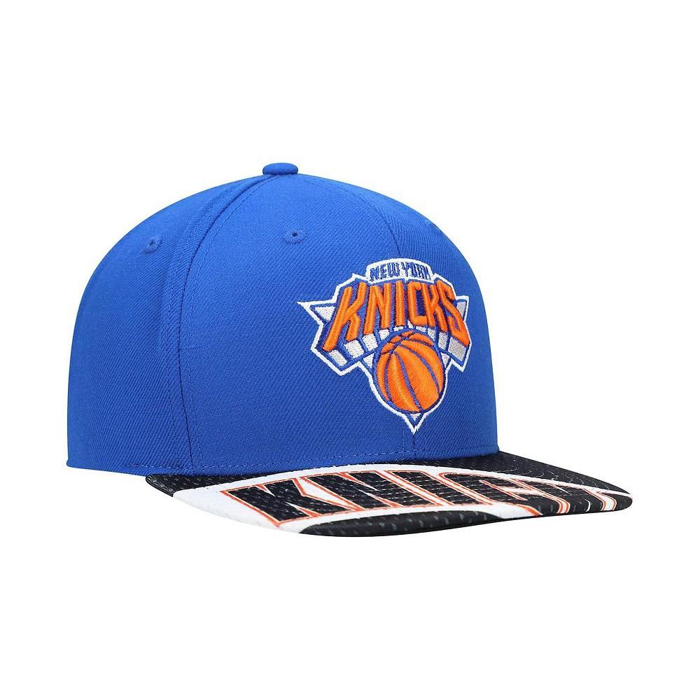 商品Mitchell and Ness|Men's Blue and Black New York Knicks Slash Century Snapback Hat,价格¥235,第4张图片详细描述