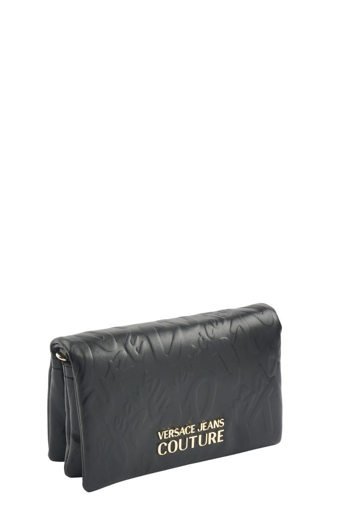 Black shoulder bag for women with all-over Lettering Gold商品第2张图片规格展示