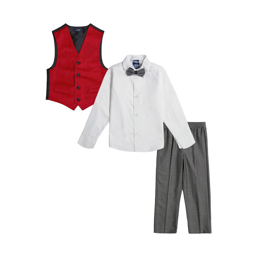 Little Boys 4-Pc. Velvet Vest, Pants, Shirt & Bowtie Set商品第9张图片规格展示