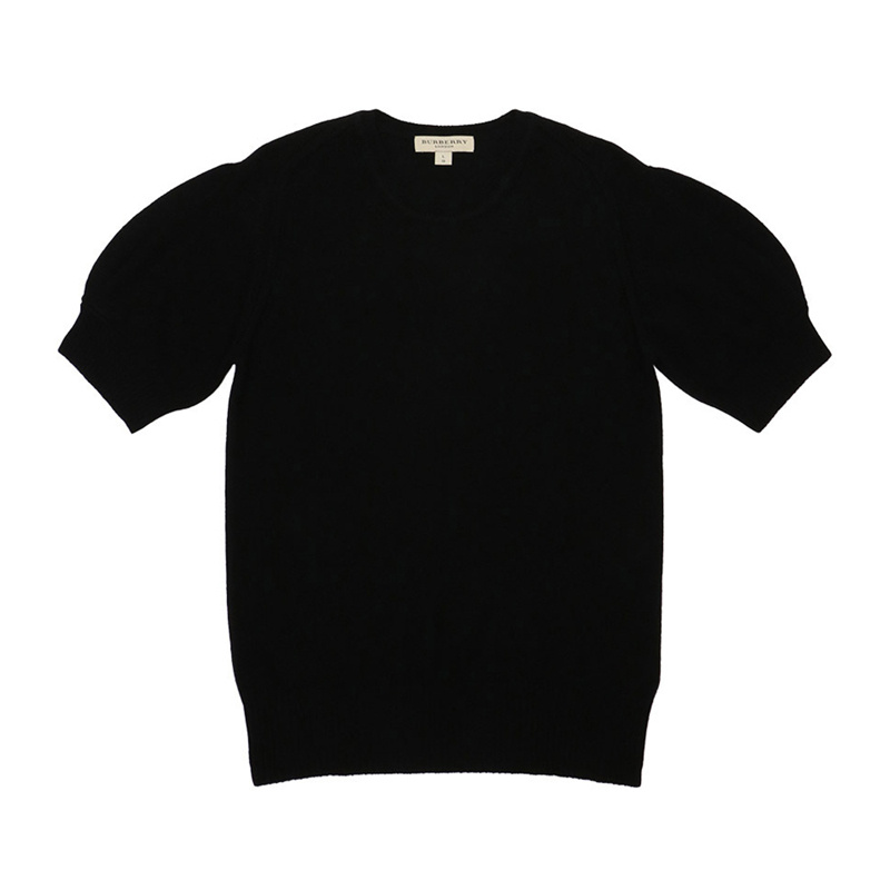 商品Burberry|BURBERRY 女士黑色短袖圆领毛衣 3944274,价格¥2859,第1张图片