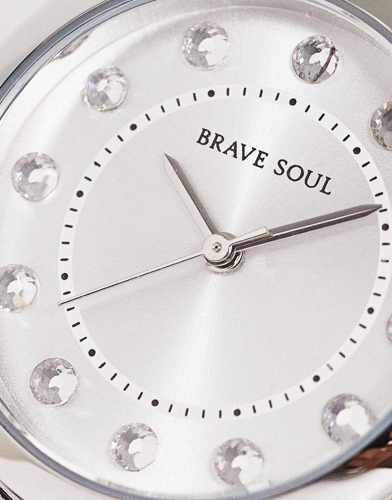 Brave Soul stainless steel bracelet watch with diamante face detail in silver商品第3张图片规格展示