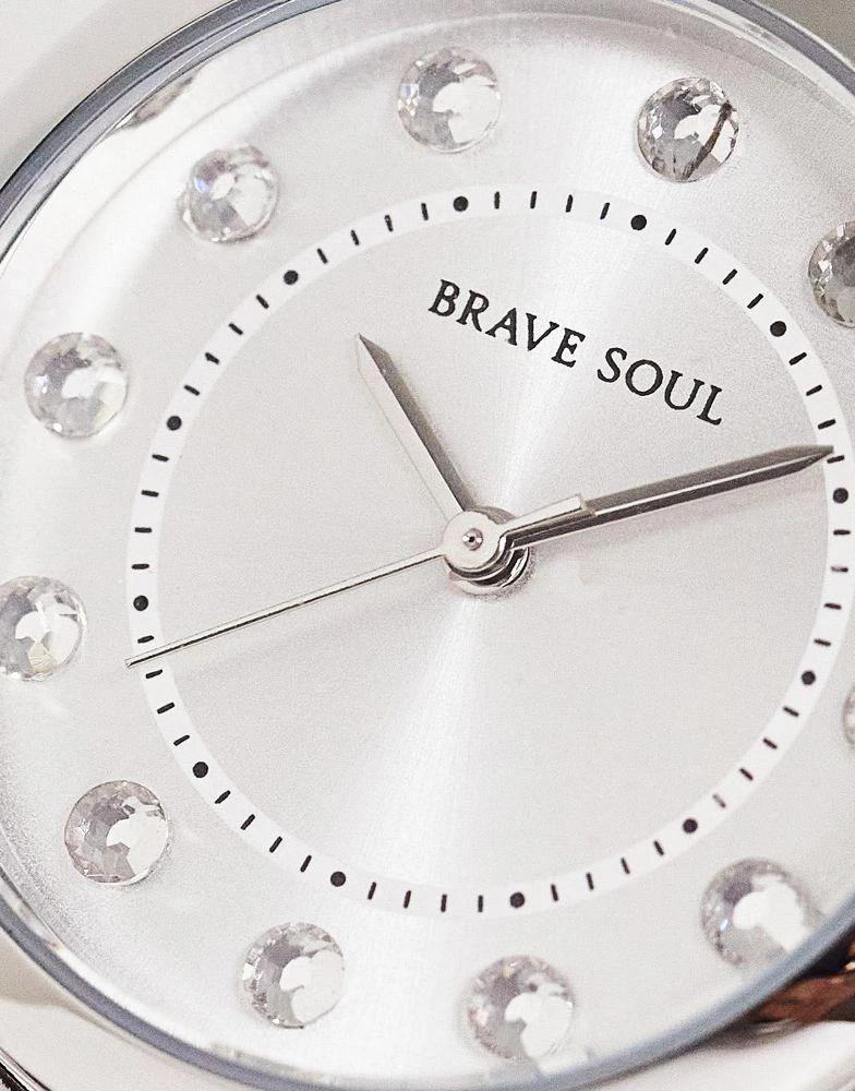 商品Brave Soul|Brave Soul stainless steel bracelet watch with diamante face detail in silver,价格¥196,第3张图片详细描述