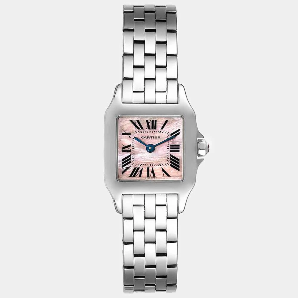 商品[二手商品] Cartier|Cartier Pink MOP Stainless Steel Santos Demoiselle W25075Z5 Women's Wristwatch 20 MM,价格¥26385,第1张图片