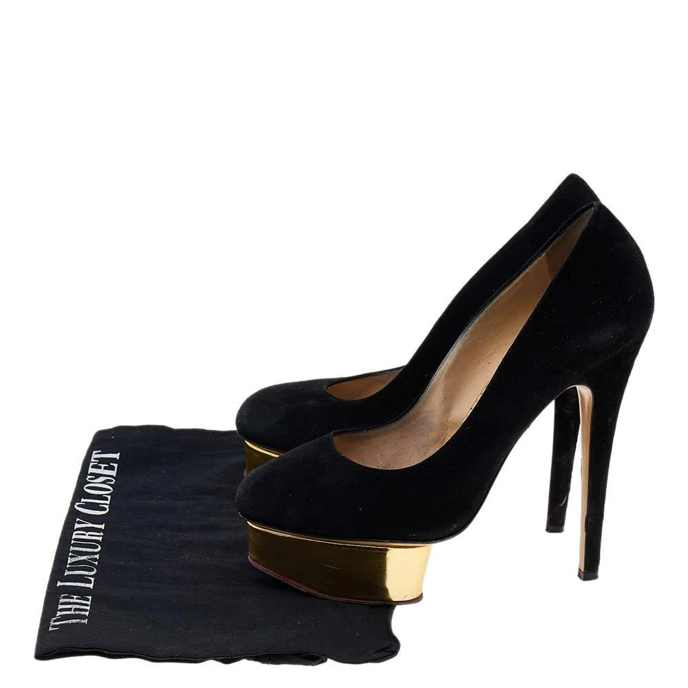 Charlotte Olympia Black Suede Dolly Platform Pumps Size 37.5 商品
