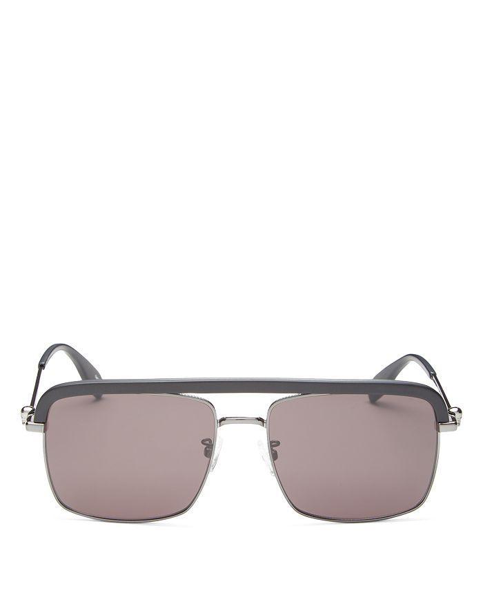 商品Alexander McQueen|Men's Brow Bar Aviator Sunglasses, 59mm,价格¥2079,第3张图片详细描述