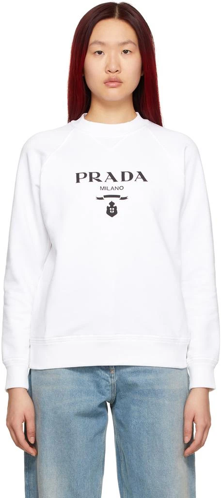 商品Prada|White Embroidered Sweatshirt,价格¥13899,第1张图片