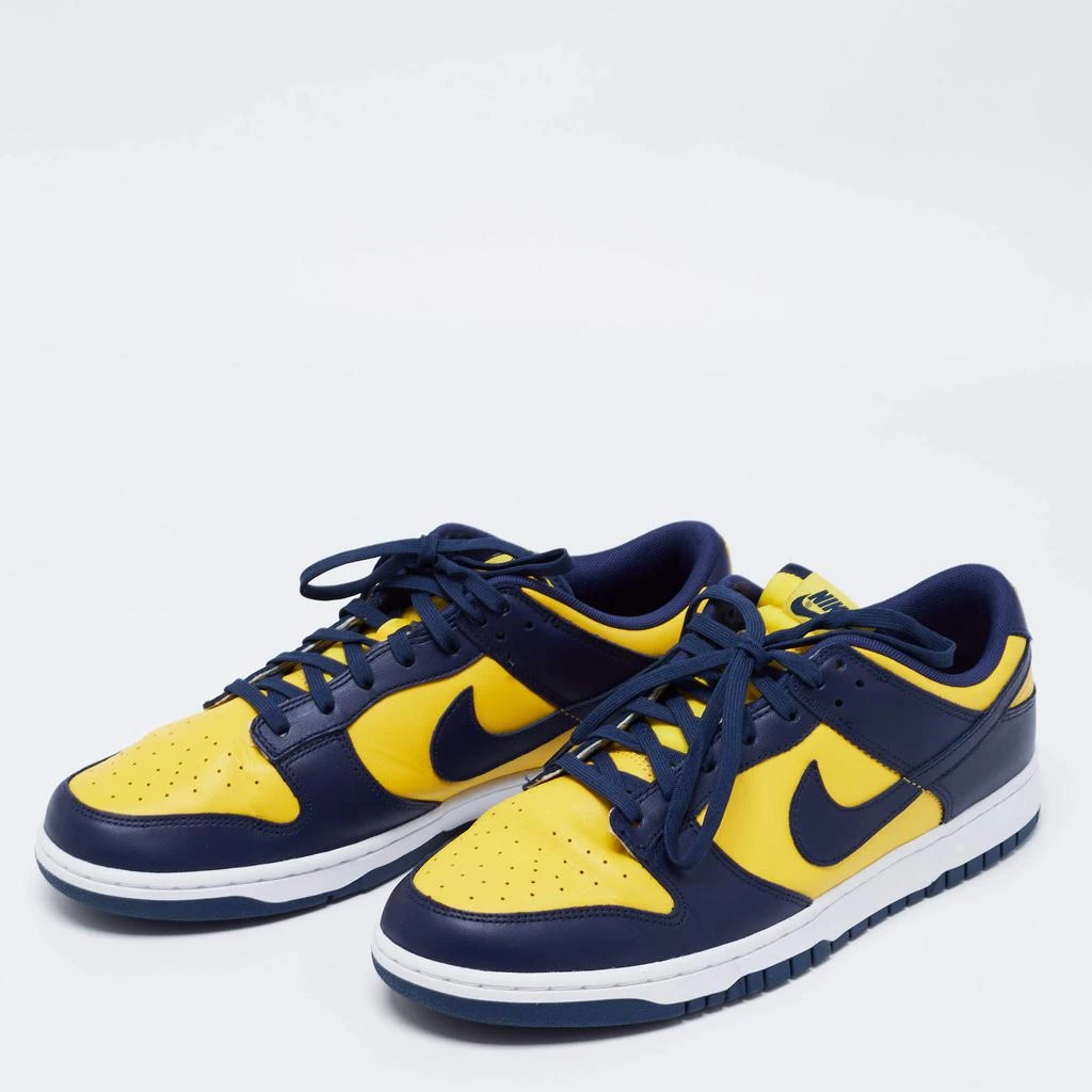 商品[二手商品] NIKE|Nike Navy Blue/Yellow Leather Dunk Lace Up Retro Sneakers  Size 47,价格¥2220,第2张图片详细描述