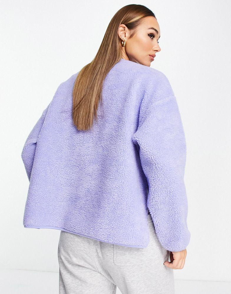 ASOS DESIGN borg fleece sweatshirt in lilac商品第2张图片规格展示
