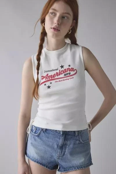 商品Urban Outfitters|Americana Graphic Lace-Up Cropped Tank Top,价格¥262,第1张图片