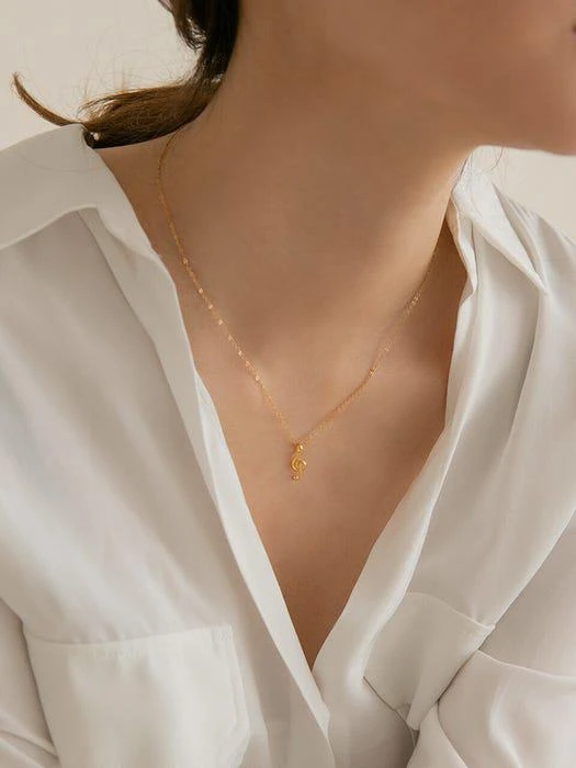 商品LUNNE|14k Gold Filled G-Clef Pendant Necklace,价格¥486,第2张图片详细描述