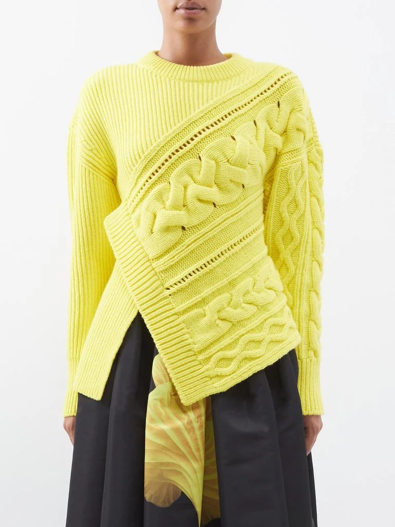 商品Alexander McQueen|Asymmetric cable-knit wool sweater,价格¥14245,第1张图片