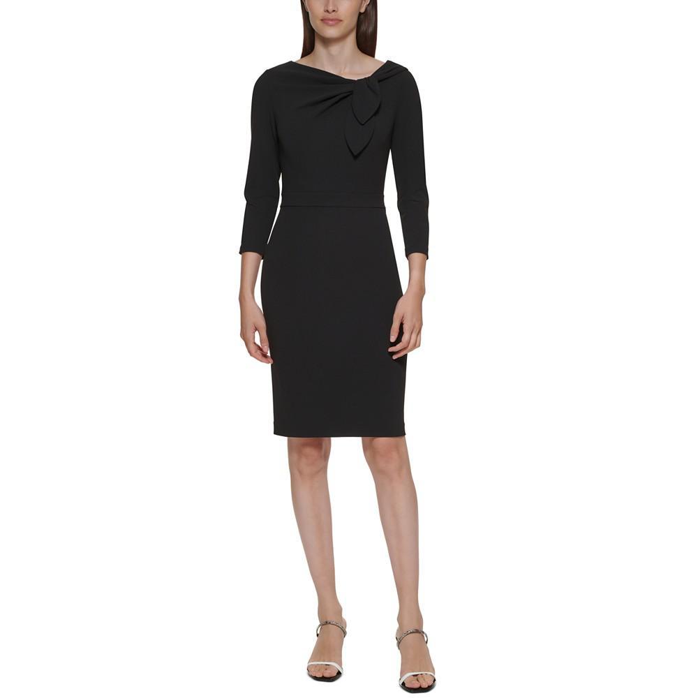 商品Calvin Klein|Scuba-Crepe Bow-Neck Sheath Dress,价格¥552,第1张图片