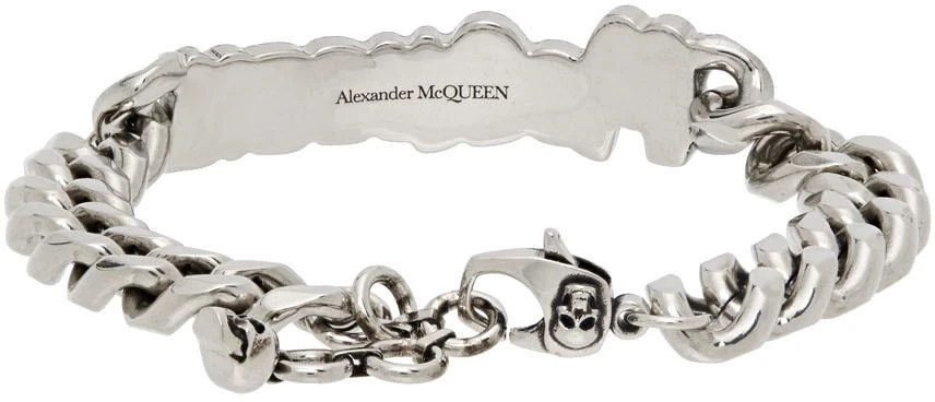 商品Alexander McQueen|Silver Graffiti Chain Bracelet,价格¥2261,第4张图片详细描述