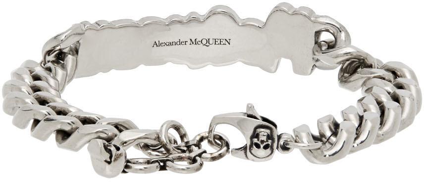 商品Alexander McQueen|Silver Graffiti Chain Bracelet,价格¥3861,第6张图片详细描述
