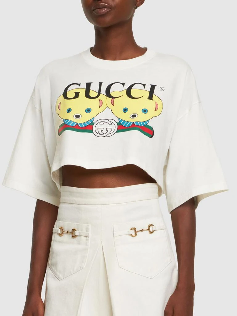商品Gucci|Bear Print Cotton Crop T-shirt,价格¥4234,第2张图片详细描述