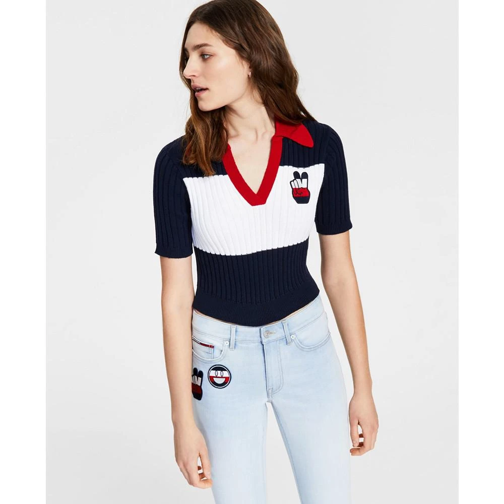 商品Tommy Jeans|Cropped Colorblock Polo Sweater,价格¥148,第1张图片