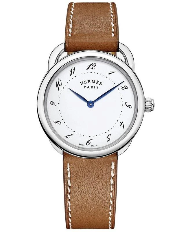 商品Hermes|Hermes Arceau Quartz White Dial Leather Strap Women's Watch 042771WW00,价格¥21076,第1张图片
