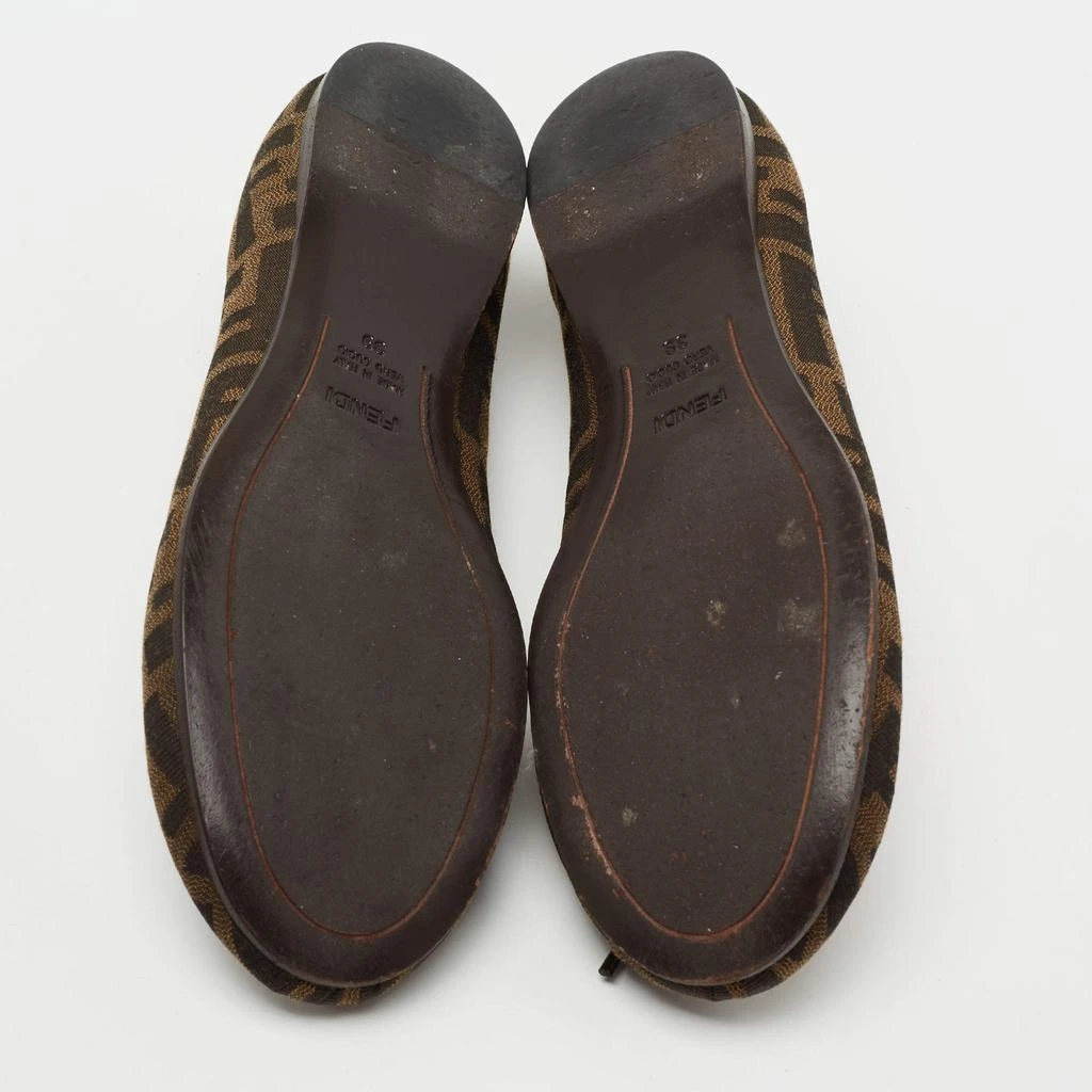 Fendi Brown Zucca Canvas Logo Bow Ballet Flats Size 39 商品