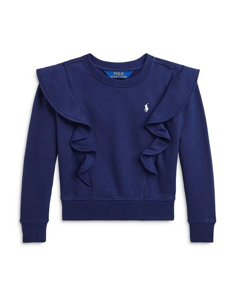 商品Ralph Lauren|Girls' Ruffled French Terry Sweatshirt - Little Kid, Big Kid,价格¥335,第1张图片