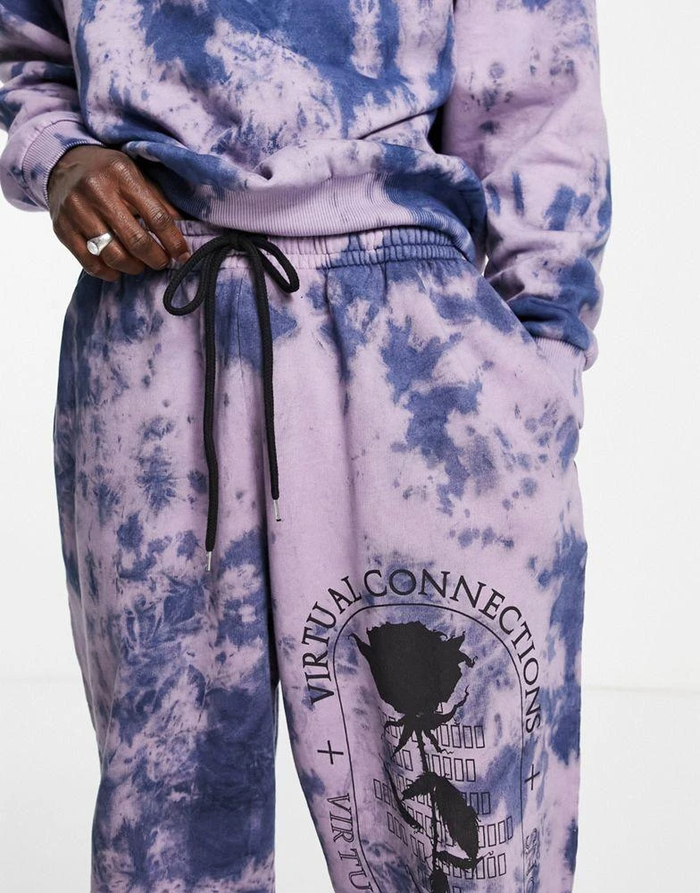 商品ASOS|ASOS DESIGN co-ord oversized joggers in purple tie dye with rose print,价格¥197,第4张图片详细描述