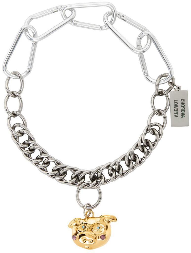 商品CHOPOVA LOWENA|SSENSE Exclusive Silver & Gold Pig Pendant Necklace,价格¥1196,第1张图片