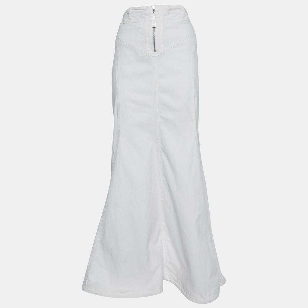 Just Cavalli White Denim Flared Maxi Skirt L商品第1张图片规格展示