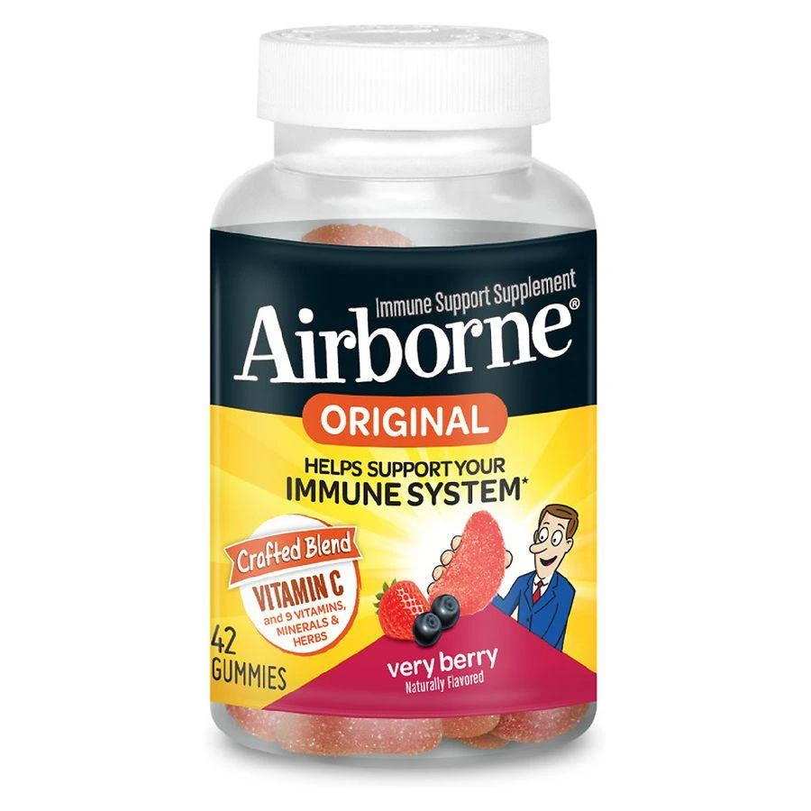 商品Airborne|Vitamin C, E, Zinc, Minerals & Herbs Immune Support Supplement Gummies Very Berry,价格¥160,第1张图片