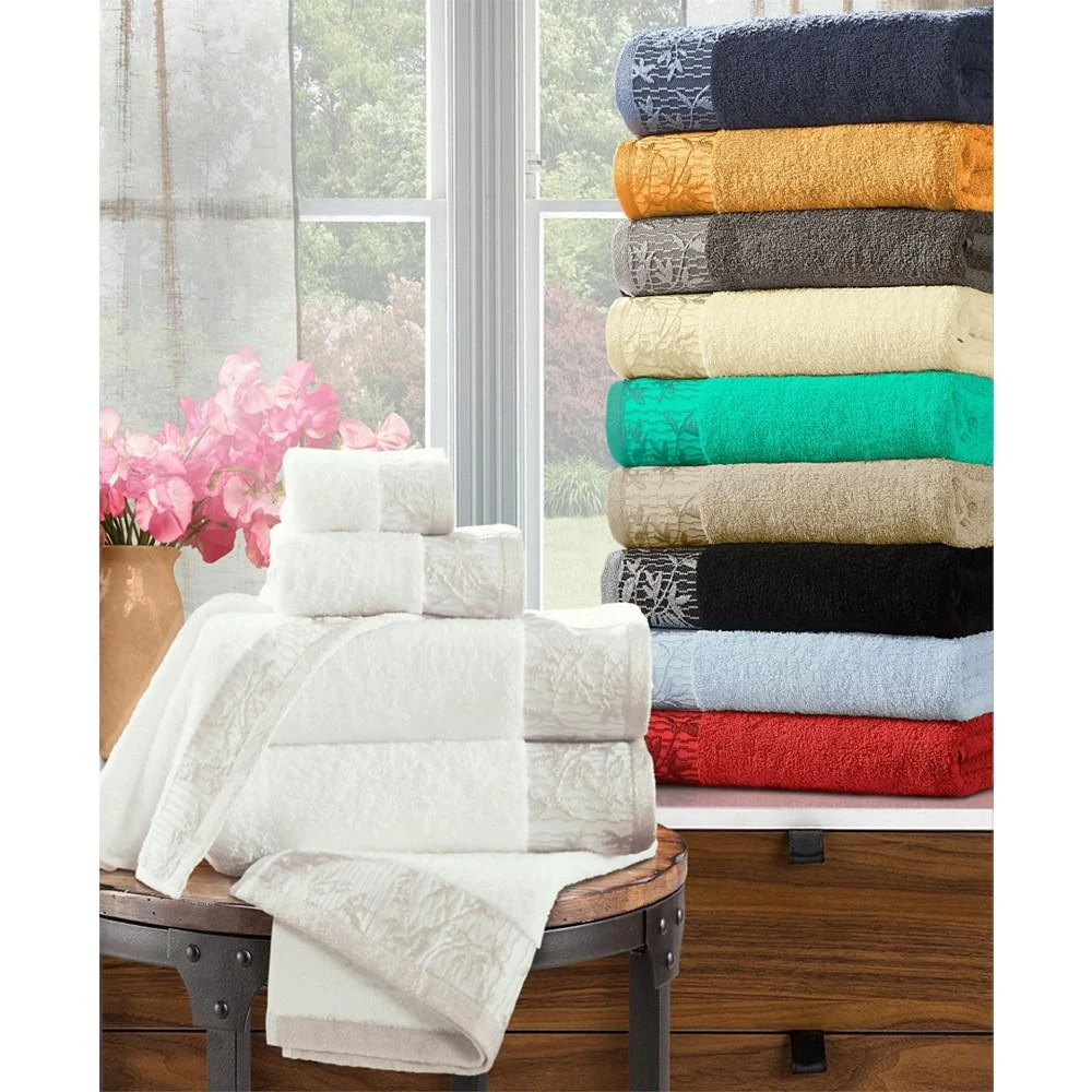 商品Superior|Wisteria Floral Embroidered Jacquard Border Cotton Towel Set, 6 Piece,价格¥531,第4张图片详细描述