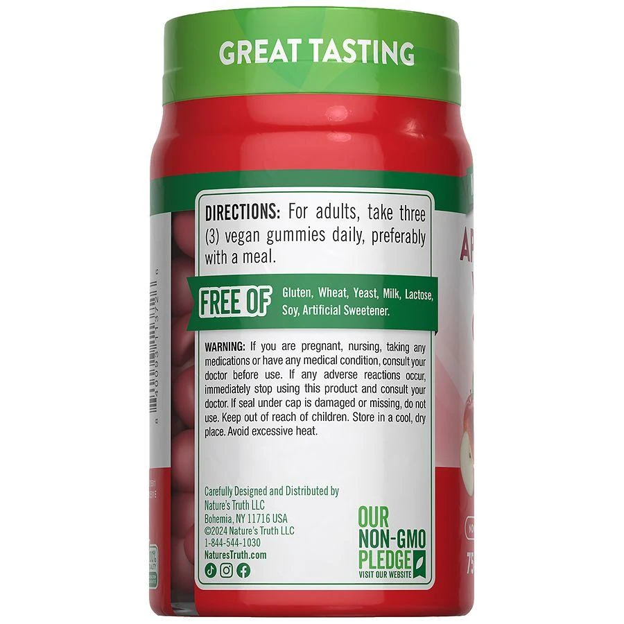 商品Nature's Truth|Apple Cider Vinegar Gummies Apple,价格¥141,第2张图片详细描述