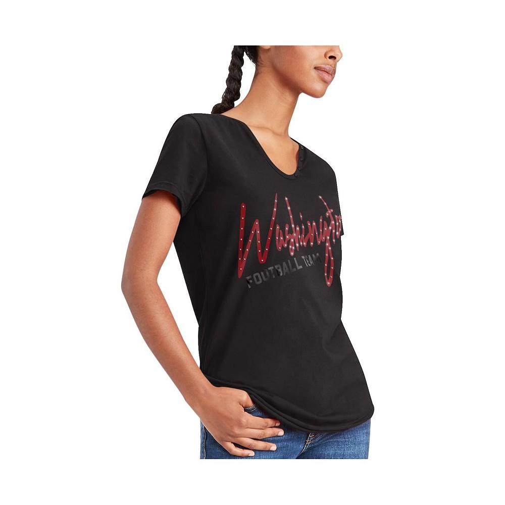 Women's Black Washington Football Team Riley V-Neck T-shirt商品第5张图片规格展示