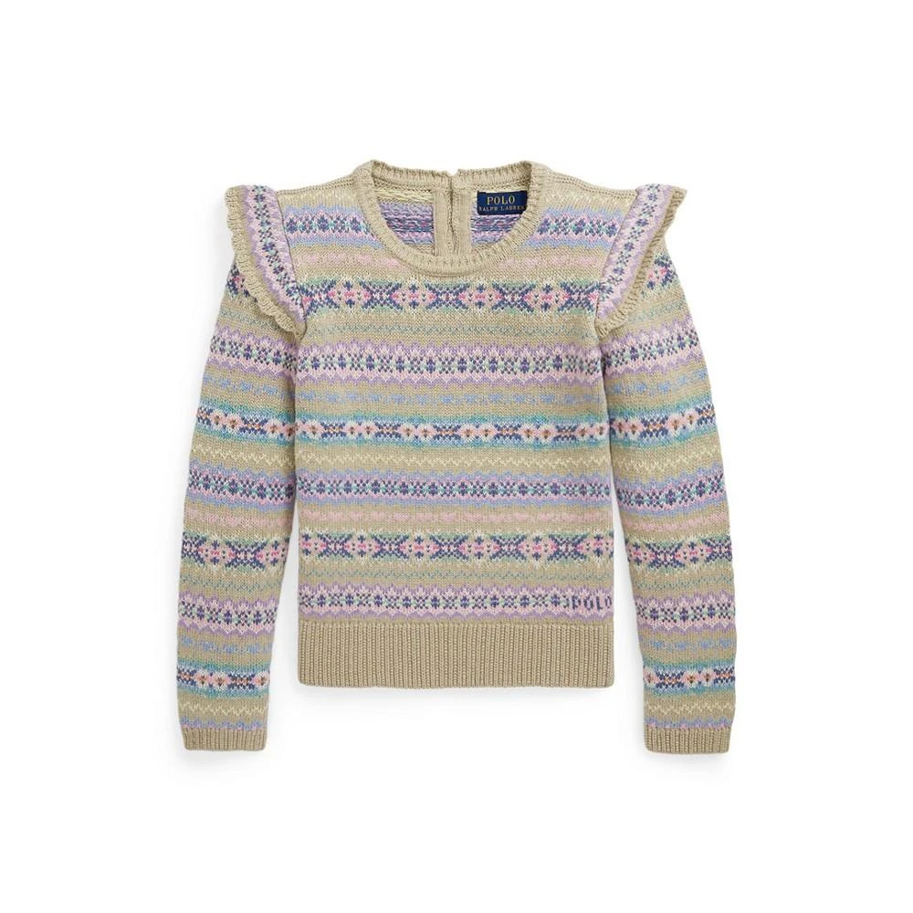 商品Ralph Lauren|Big Girls Ruffled Fair Isle Wool-Blend Sweater,价格¥438,第1张图片