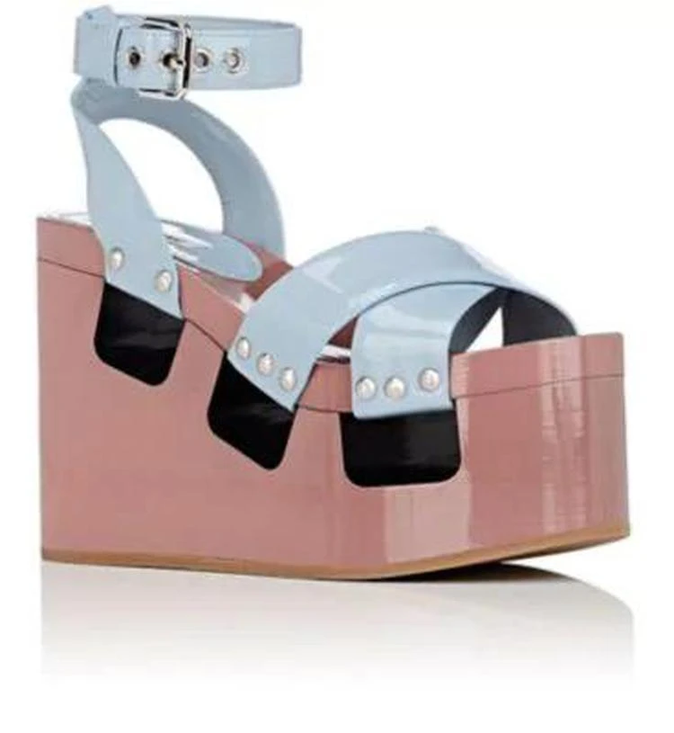 商品Miu Miu|Patent Leather Platform-Wedge Sandals,价格¥3712,第2张图片详细描述