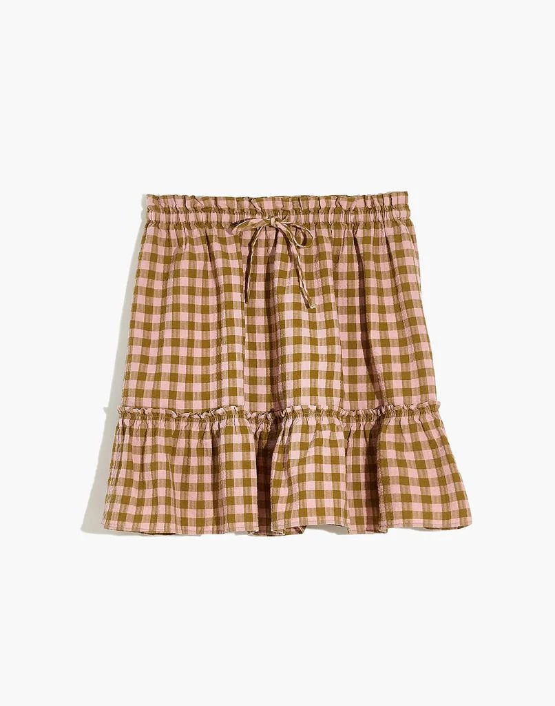 商品Madewell|Pull-On Ruffle Tiered Mini Skirt in Gingham Seersucker,价格¥159,第4张图片详细描述