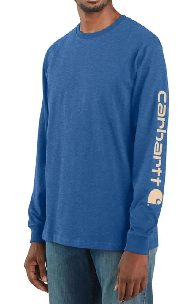 商品Carhartt|(K231) Signature Sleeve Logo L/S Shirt - Light Cobalt Heather/Cantalope,价格¥108,第1张图片
