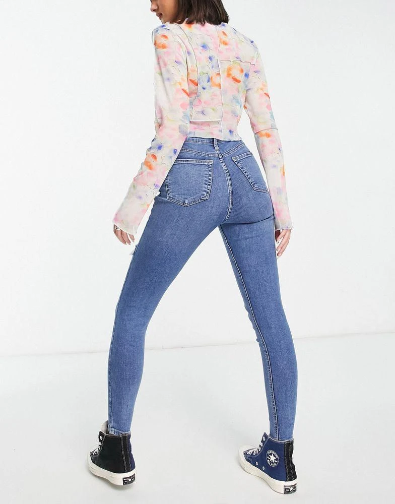 商品Topshop|Topshop Jamie jeans with thigh rip in mid blue,价格¥239,第2张图片详细描述
