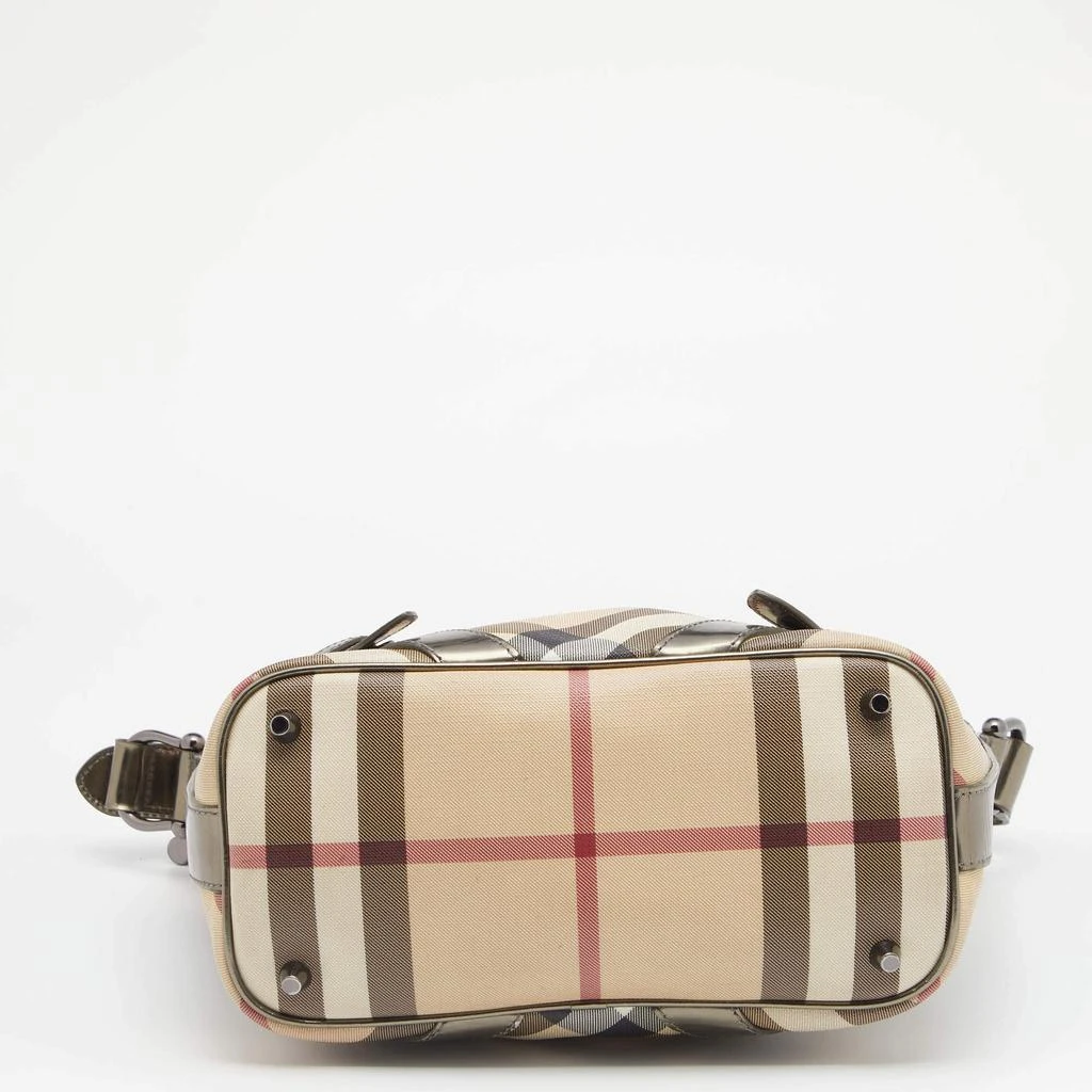 Burberry Beige/Metallic Grey Nova Check Coated Canvas And Leather Shoulder Bag 商品