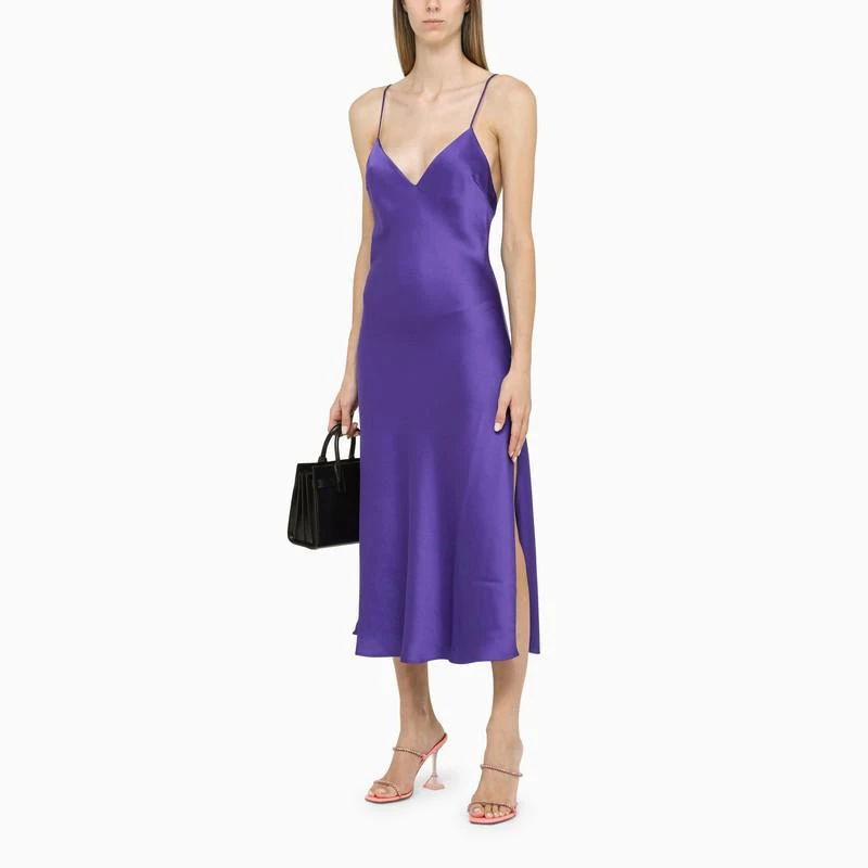 商品THE ANDAMANE|THE ANDAMANE Iris-coloured satin midi slip dress,价格¥2386,第2张图片详细描述