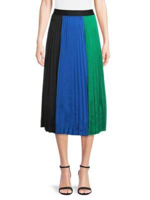 Colorblock Pleated Midi Skirt商品第1张图片规格展示