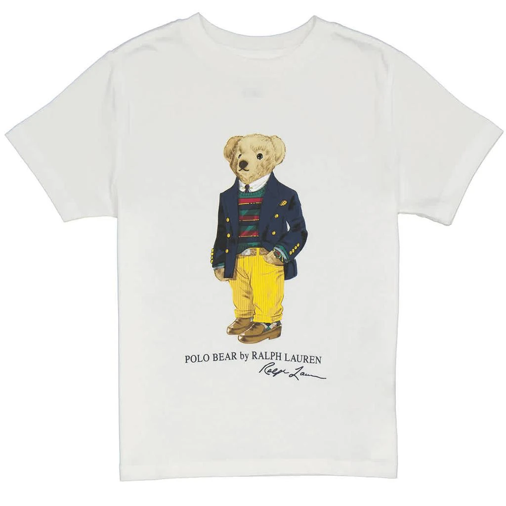 商品Ralph Lauren|Polo Ralph Lauren Boys White Cotton Polo Bear T-shirt, Size 4/4T,价格¥222,第1张图片