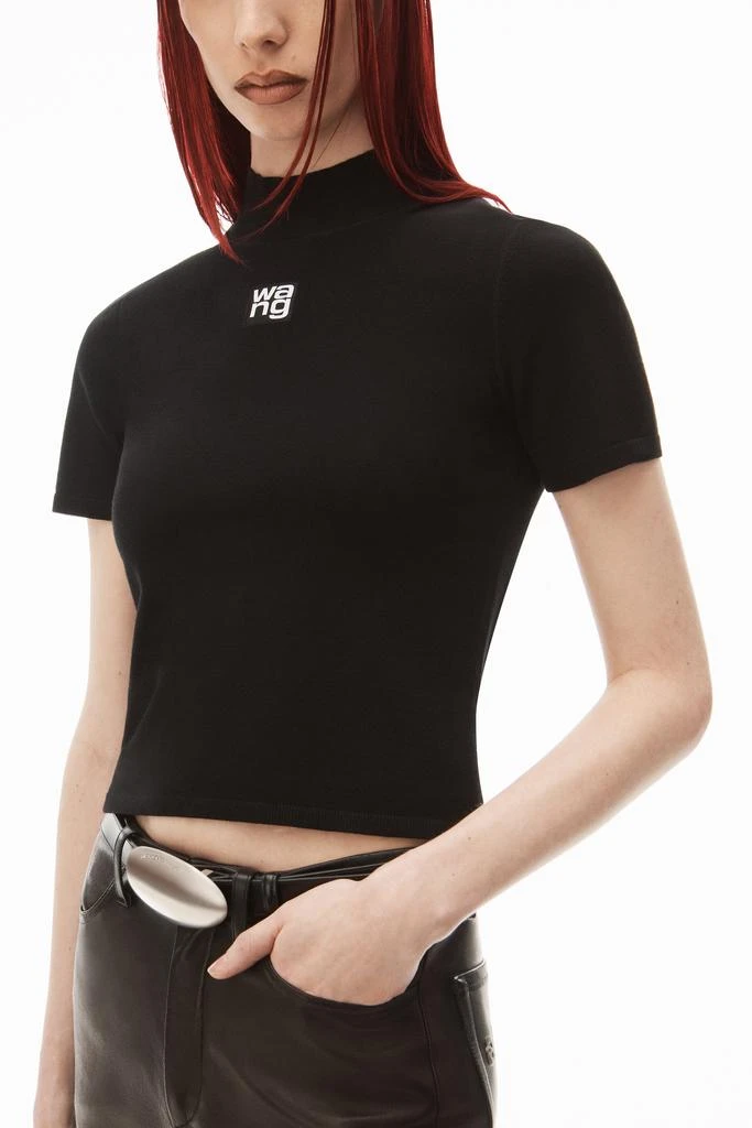 商品Alexander Wang|LOGO PATCH MOCK NECK TOP IN BODYCON KNIT,价格¥2212,第4张图片详细描述