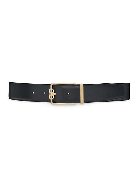 商品Salvatore Ferragamo|Double Adjustable Gancini Buckle Leather Belt,价格¥3497,第1张图片